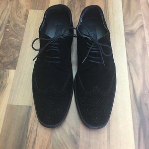 Joseph Abboud   BLACK SUEDE TIE UP SHOE